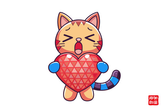 可爱猫咪抱爱心萌趣形象