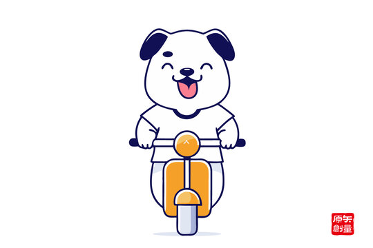 骑电动车的快乐小狗