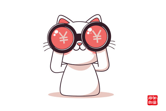 萌猫戴钱眼眼镜超可爱
