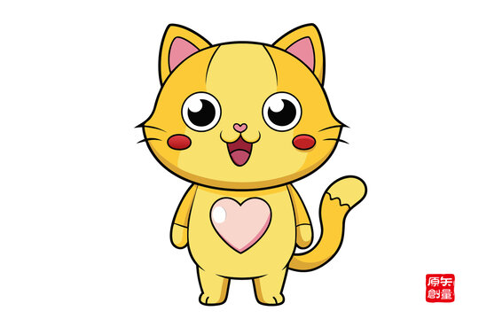 可爱黄色卡通猫咪形象
