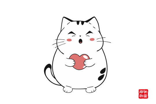可爱猫咪抱爱心萌趣形象