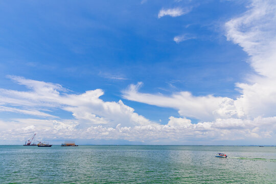 广西北海廉州湾北岸海洋风光