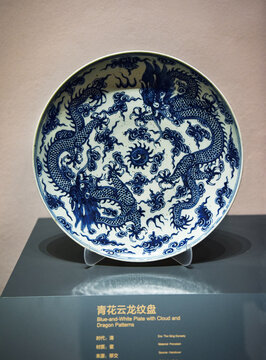 青花云龙纹盘