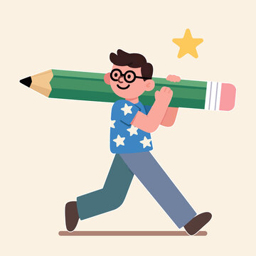男孩扁平人物插画