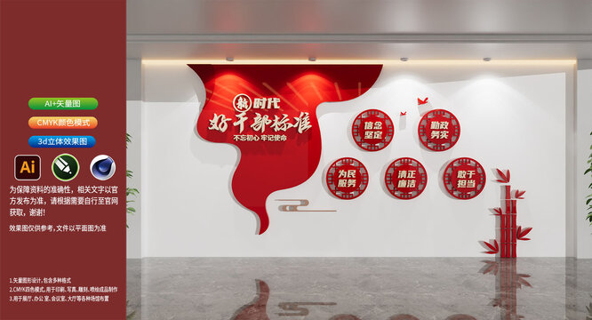 新时代党员干部五条标准党建文化墙