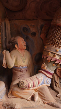 精美古代人物雕塑局部