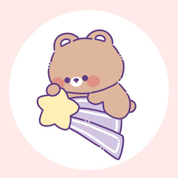 抱星星的可爱小熊插画