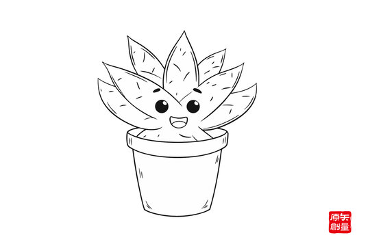 可爱卡通多肉盆栽简笔画