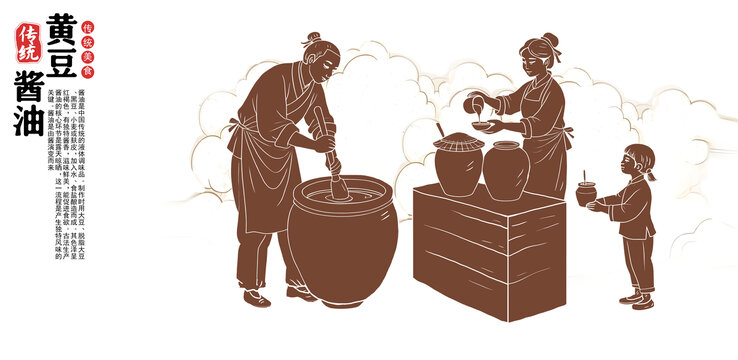 酱油制作线描图