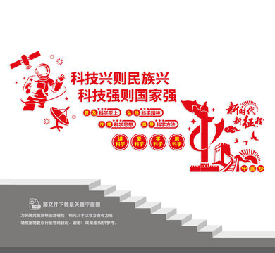 科技强国楼道党建墙