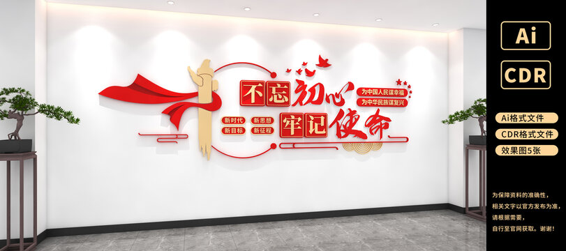 不忘初心牢记使命文化墙党建文化墙