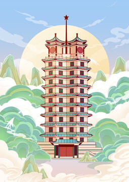 二七纪念塔插画