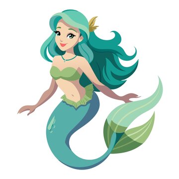 可爱卡通风格的美人鱼形象