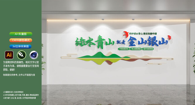 绿水青山就是金山银山环保宣传标语文化墙