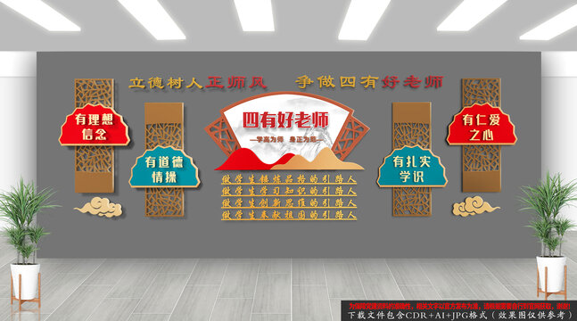 中式四有好老师文化墙