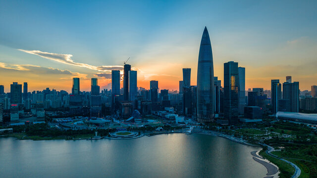 深圳城市天际线日落