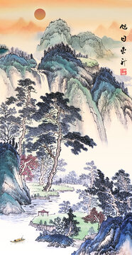 竖幅山水画