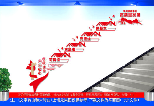 民政事业高质量发展楼梯文化墙