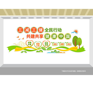 三减三健健康中国宣传墙