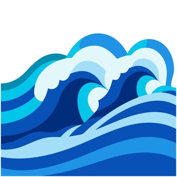 蓝色动感海浪矢量插画