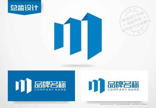 M设计logo科技建筑公司标志