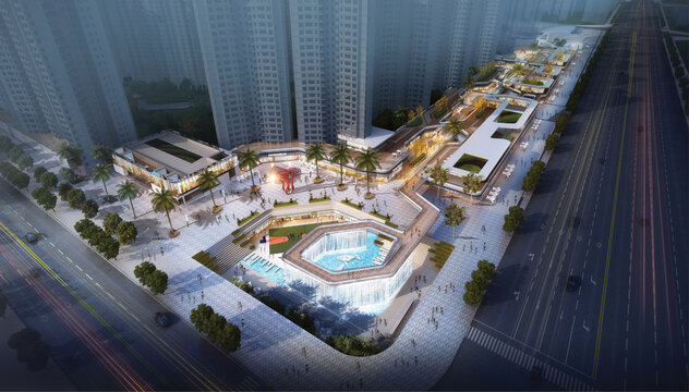 都市繁华商业广场效果图
