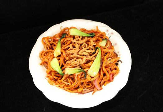 青菜肉丝炒面