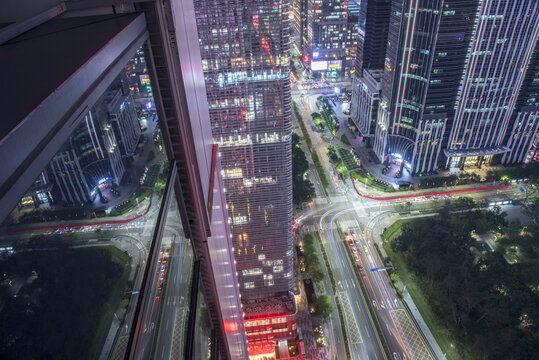 都市夜景高空俯瞰繁华景象