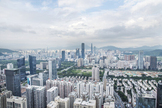 繁华都市天际线俯瞰景观