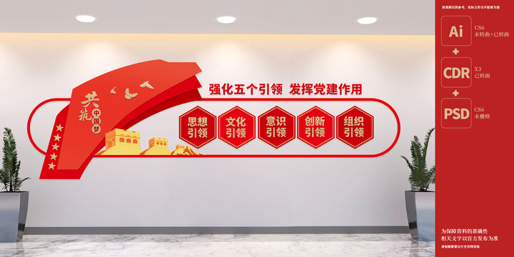 五个引领党建文化墙