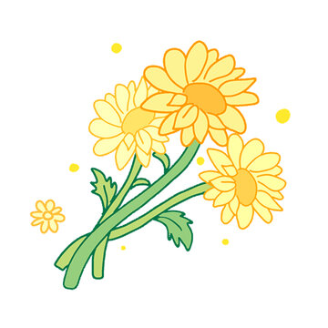 手绘黄色雏菊插画图案