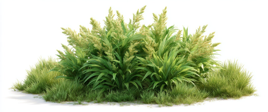 白色背景下的绿色植物草丛