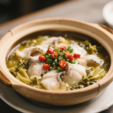 砂锅酸菜鱼片美味诱人