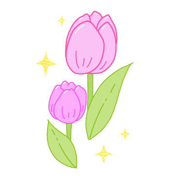 手绘粉色可爱郁金香动态插画