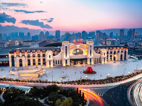 哈尔滨站夜景长曝光