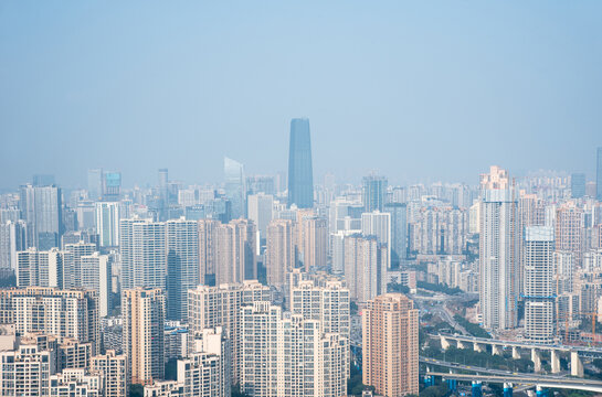 繁华都市天际线俯瞰景象