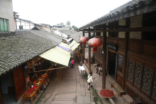 泸州尧坝古镇古街风貌传统店铺小巷景