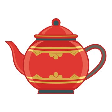 红色精美花纹陶瓷茶壶