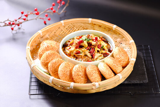 烧饼夹菜