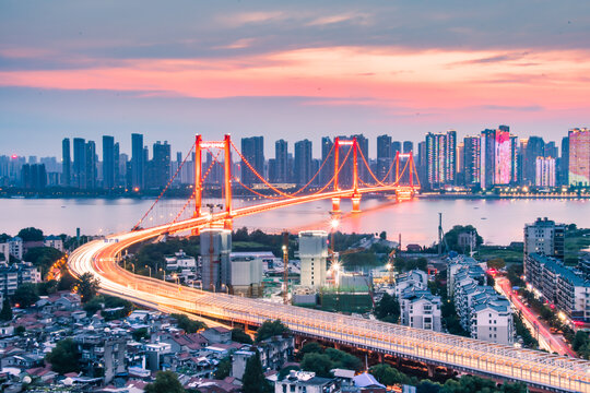 鹦鹉洲长江大桥夜景