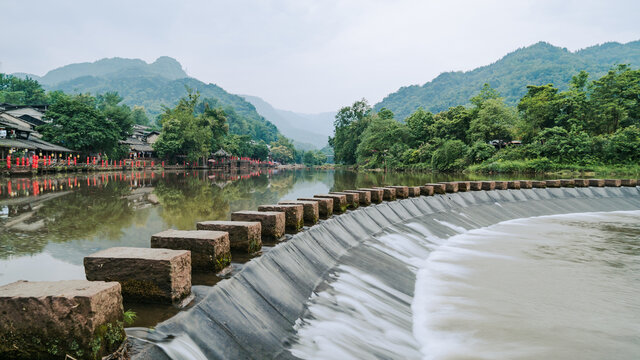 柳江古镇青衣江四川知名景点烟雨江南