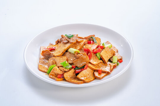 香炒豆干配彩椒葱段