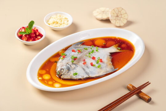 清蒸鲳鱼配特色佐料