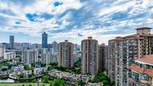 武汉东西湖区的城市住宅航拍