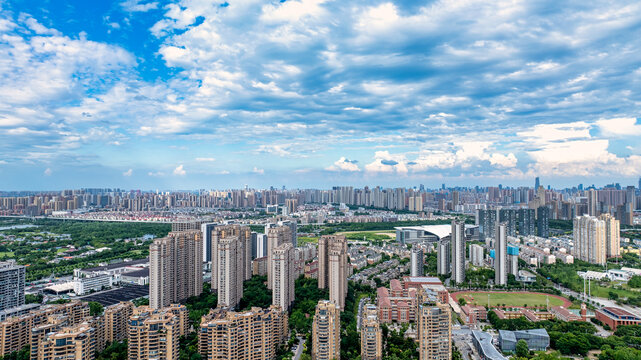 武汉东西湖区的城市住宅航拍