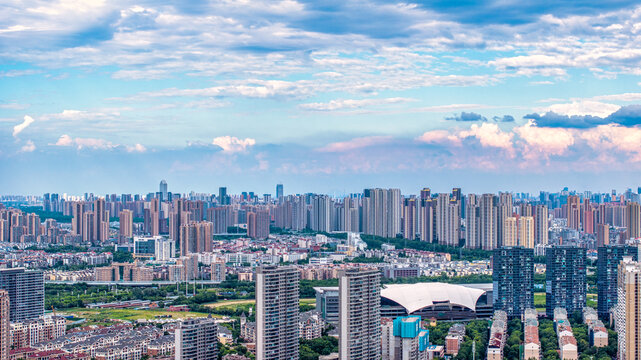 武汉东西湖区的城市住宅航拍