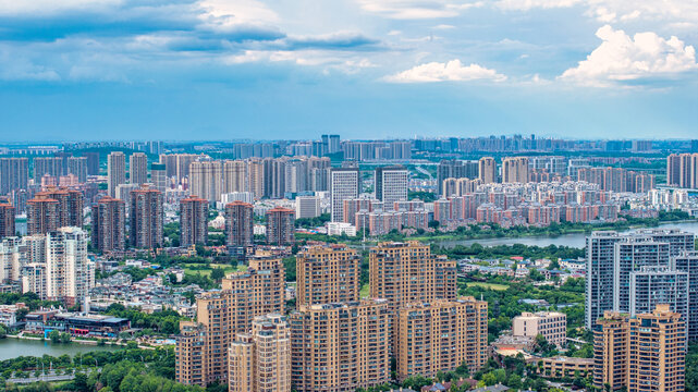 武汉东西湖区的城市住宅航拍