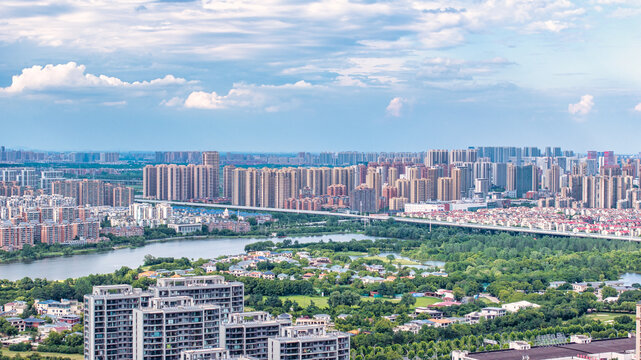 武汉东西湖区金银湖片区城市航拍