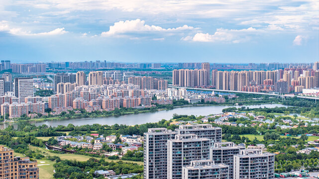 武汉东西湖区金银湖片区城市航拍