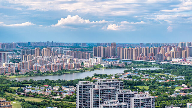 武汉东西湖区金银湖片区城市航拍